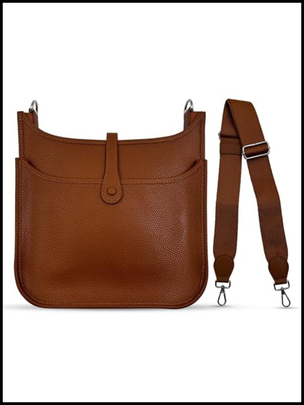 Vegan Leather Lightweight Crossbody Bag with Adjustable Strap, Microfiber Lining